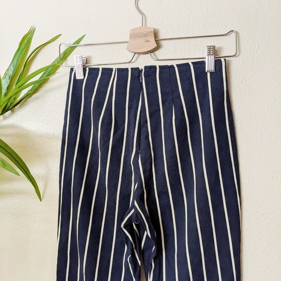 Reformation Navy Striped Cropped Pants - Picture 9 of 11